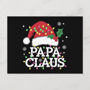 Papa Claus Christmas Lights Pajama Family Matching Postcard