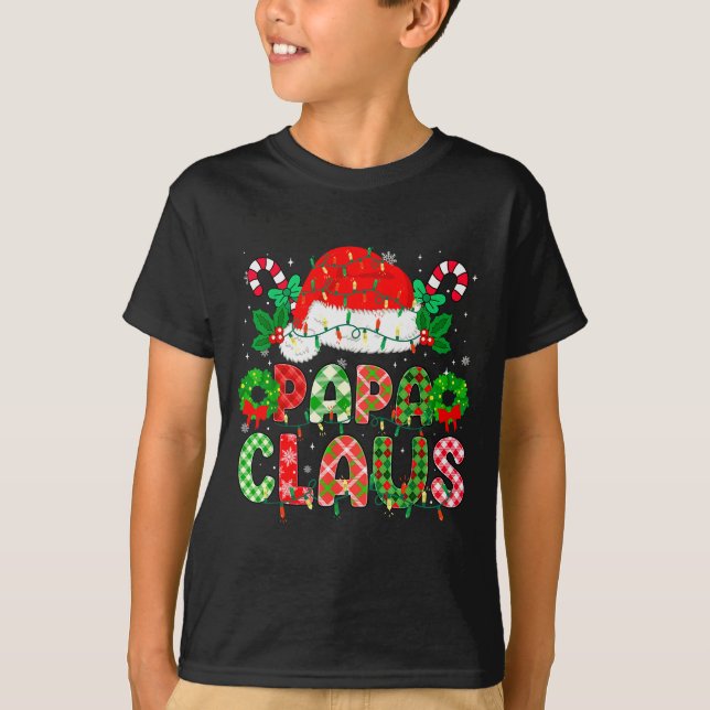 Papa Claus Christmas Lights Pajama Family Matching T-Shirt (Front)