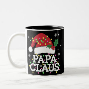 Papa Claus Christmas Lights Pajama Family Matching Two-Tone Coffee Mug