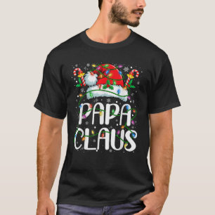 Papa Claus Christmas Lights Pajama Xmas Family Mat T-Shirt