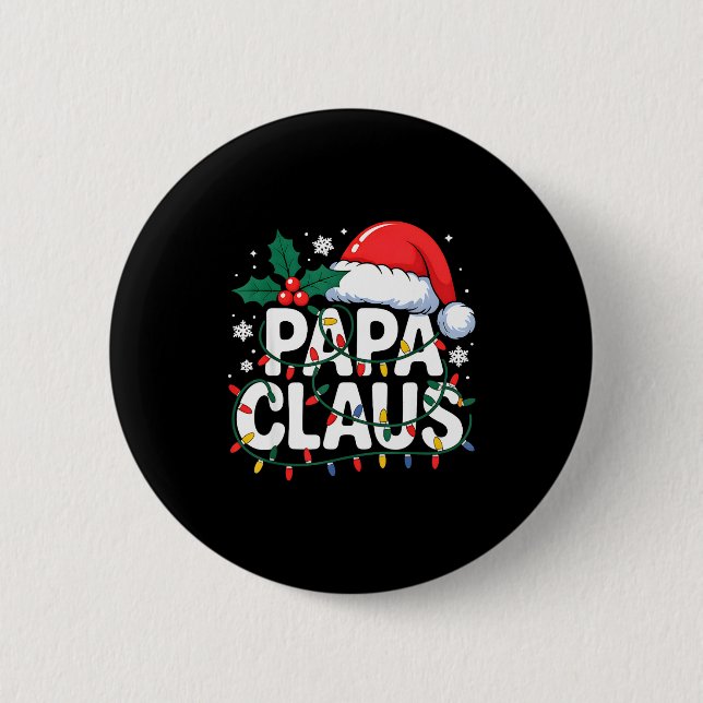 Papa Claus Christmas Lights Santa Family Matching  6 Cm Round Badge (Front)