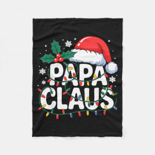 Papa Claus Christmas Lights Santa Family Matching  Fleece Blanket