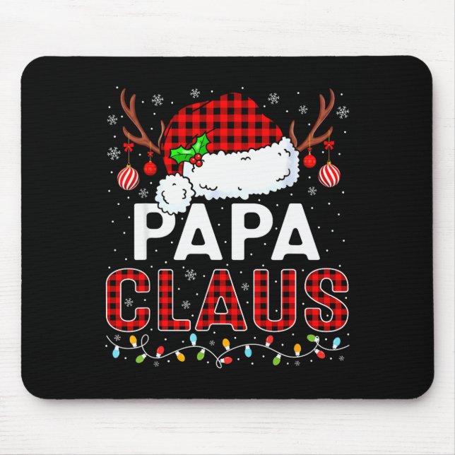 Papa Claus Christmas Lights Santa Hat Pajama Famil Mouse Pad (Front)