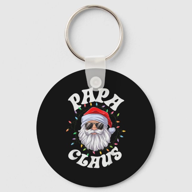 Papa Claus Santa Christmas Dad Family Matching Paj Key Ring (Front)