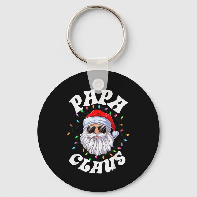 Papa Claus Santa Christmas Dad Family Matching Paj Key Ring (Front)