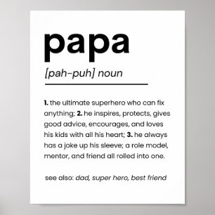 Papa Definition Poster, Gift for Dad, Father's Day Poster