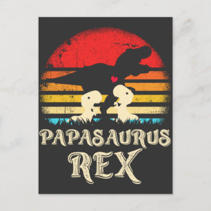 Papa Dinosaur Rex Funny Reptile Children Postcard