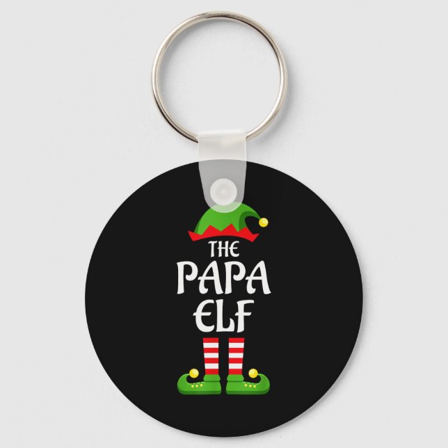 Papa Elf Family Matching Group Christmas Dad  Key Ring (Front)