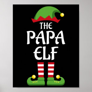 Papa elf family matching group christmas dad poster