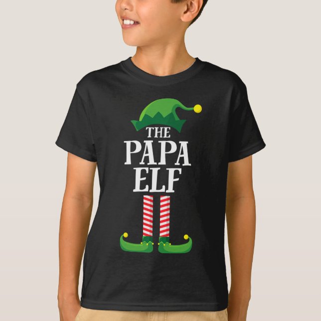Papa Elf Matching Family Christmas Party Pajama T-Shirt (Front)