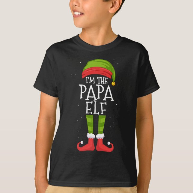 Papa Elf Matching Family Christmas Party Pajama T-Shirt (Front)