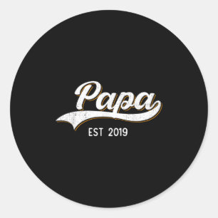 Papa Est 2019 Soon To Be Grandpa To Be Announcemen Classic Round Sticker