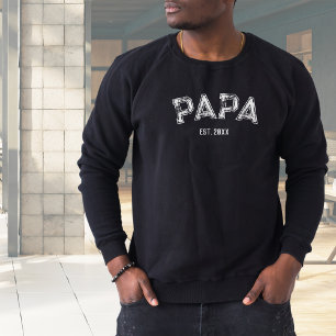 Papa Est Year Vintage Varsity Grunge Typography Sweatshirt
