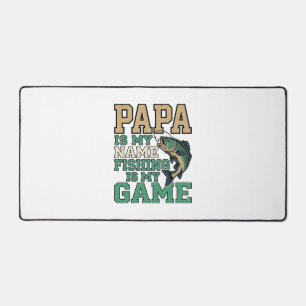 Papa Fishing Is My Game Vintage Fish Shirt Design_ Desk Mat