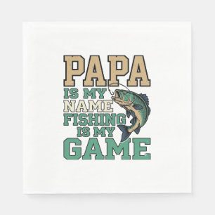Papa Fishing Is My Game Vintage Fish Shirt Design_ Napkin