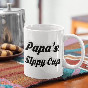 Papa funny coffee quote black half text mug