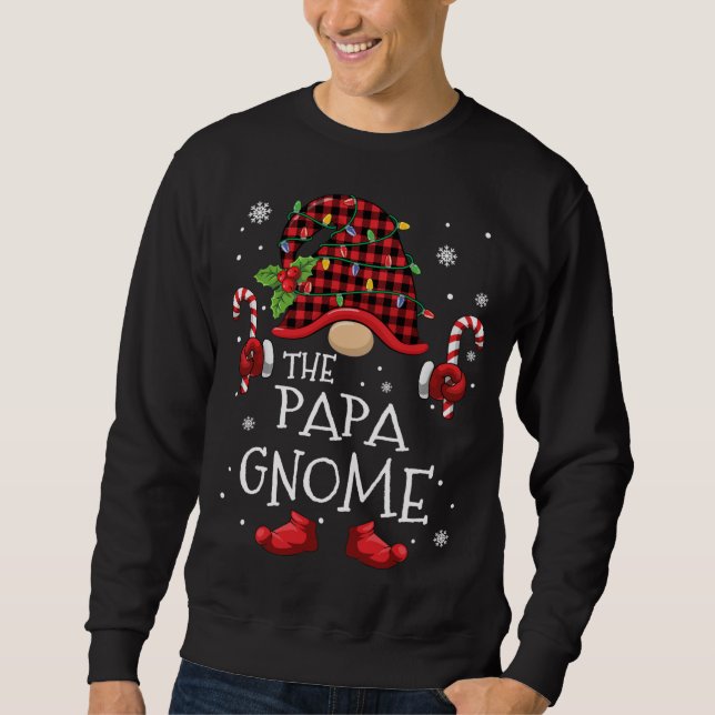 Papa Gnome Buffalo Plaid Christmas Tree Family Xma Sweatshirt (Front)