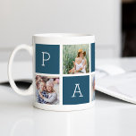 Papa | Grandfather 5 Photo Collage Coffee Mug<br><div class="desc">Create a sweet keepsake for a beloved grandpa this Father's Day or Grandparents Day with this simple design that features five of your favourite square or Instagram photos, arranged in a collage layout with alternating squares in dark blue, spelling out "Papa" with a custom message in the last square (shown...</div>