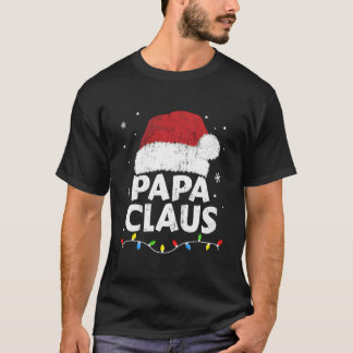 Papa Grandpa Claus Lights Family Pajama T-Shirt