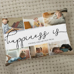 Papa Happiness is 6 Photo Collage Decorative Cushion<br><div class="desc">Photo collage with 6 of your favourite photos and your personalised text. "happiness is" is hand lettered in cute, elegant black calligraphy and the template is set up for you to finish the quote. The sample wording reads happiness is having you as our papa which you can customise to suit....</div>