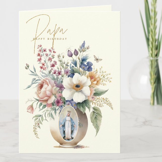 PAPA Happy Birthday Floral Religious Thank You Card (Creator Uploaded)