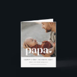 Papa Heart - First Father's Day Photo Card<br><div class="desc">A simple first Father's Day card featuring your own photo and the word 'papa' over the top,  along with a little heart. You can edit all of the text plus the text inside the folded card.</div>
