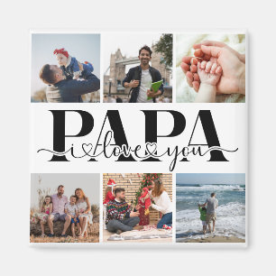 Papa I Love You Custom Photo Collage Magnet