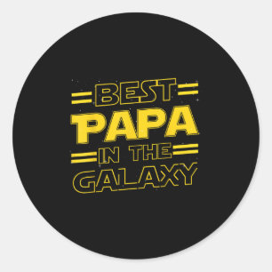 Papa In The Galaxy Funny Fathers Day Gift For Men  Classic Round Sticker