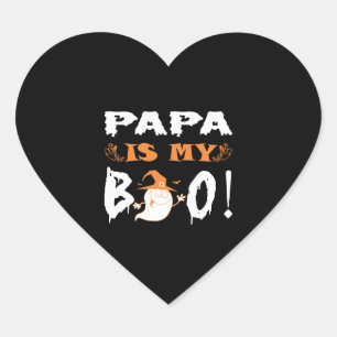Papa Is My Boo Happy Halloween Heart Sticker