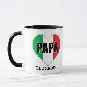 Papa Italian Flag Heart Personalised Father's Day Mug