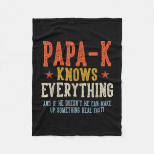 Papa-k knows everything father's day retro vintage fleece blanket