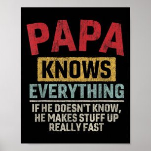 Papa Knows Everything Funny Father&# s Day Papa  Poster