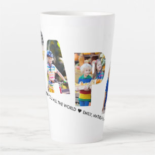 PAPA Letter Cutout 4 Photo Collage Personalised Latte Mug