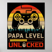 Papa Level Unlocked Retro Vintage Gamer Video Game