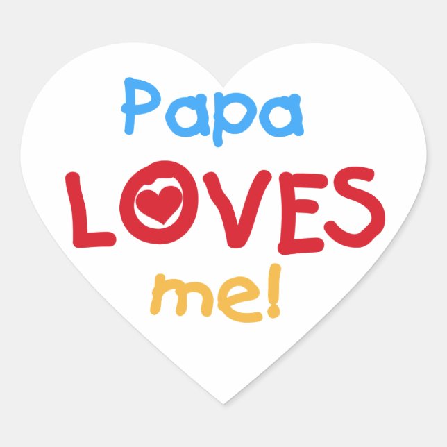 Papa Loves Me T-shirts and Gifts Heart Sticker (Front)