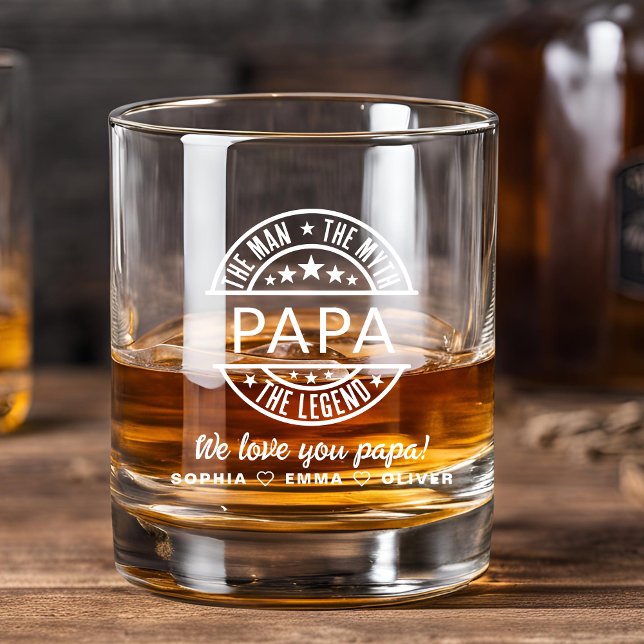Papa Man Myth Legend Father's Day Whiskey Glass (Creator Uploaded)