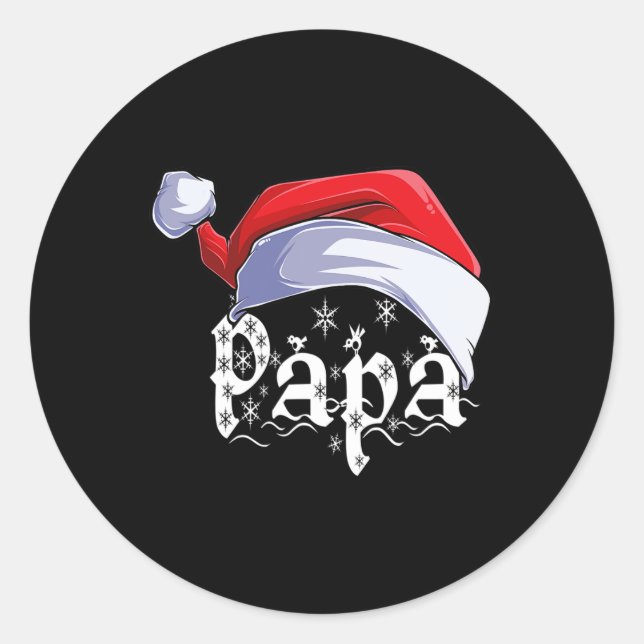 Papa Merry Christmas Santa Claus Xmas Family Match Classic Round Sticker (Front)