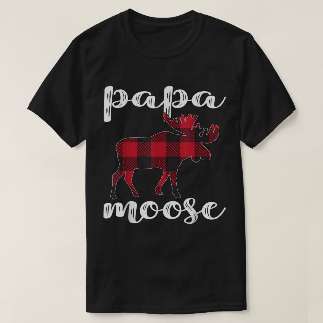 Papa Moose Buffalo Plaid Family Christmas T-Shirt (Design Front)