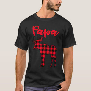 Papa Moose Buffalo Red Plaid Christmas Pajama Fami T-Shirt