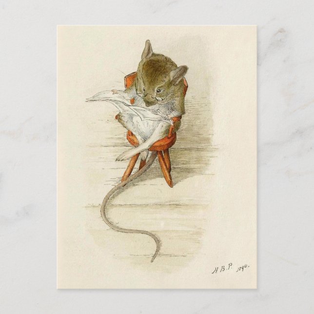Papa Mouse Reading Newspaper Postcard (Front)