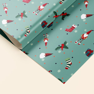 Papa Noel, Christmas socks and gifts Wrapping Paper