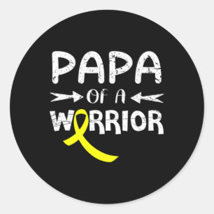 Papa Of A Warrior Against Father Childhood Cancer Classic Round Sticker