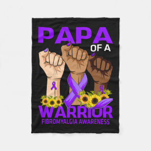 Papa Of A Warrior Fibromyalgia Awareness Sunflower Fleece Blanket