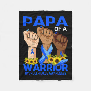 Papa Of A Warrior Hydrocephalus Awareness Sunflowe Fleece Blanket