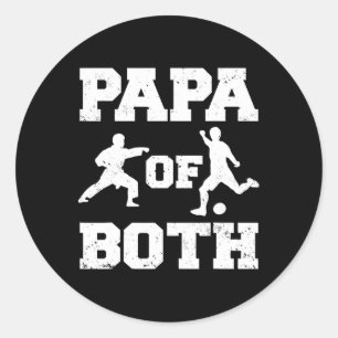 Papa Of Both Funny Soccer And Karate Papa Classic Round Sticker