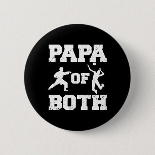 Papa Of Both Funny Volleyll And Karate Papa  6 Cm Round Badge