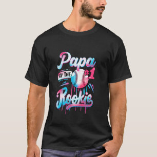 Papa of Rookie 1st Birthday Baseball Drip Family M T-Shirt