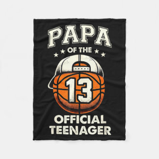 Papa Of The 13 13 Years Old 13th Birthday Basball Fleece Blanket