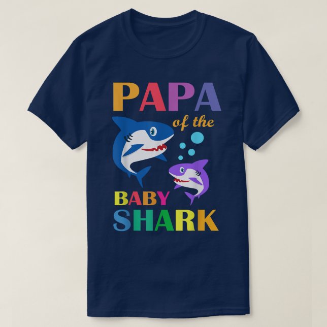 Papa Of The Baby Birthday Shark Papa Shark Christm T-Shirt (Design Front)