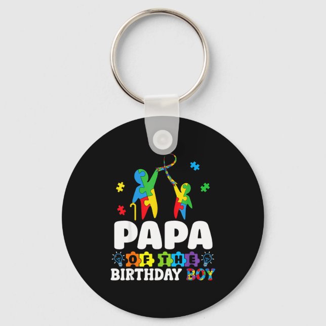Papa Of The Birthday Boy Autism Awareness Support  Key Ring (Front)